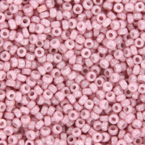 Opaque Old Rose Pink Luster size 15/0 seed beads - 3inch tube